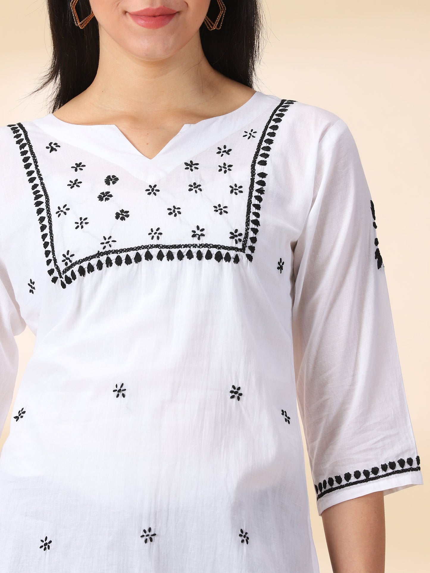 White embroidered Chikankari Cotton Kurta