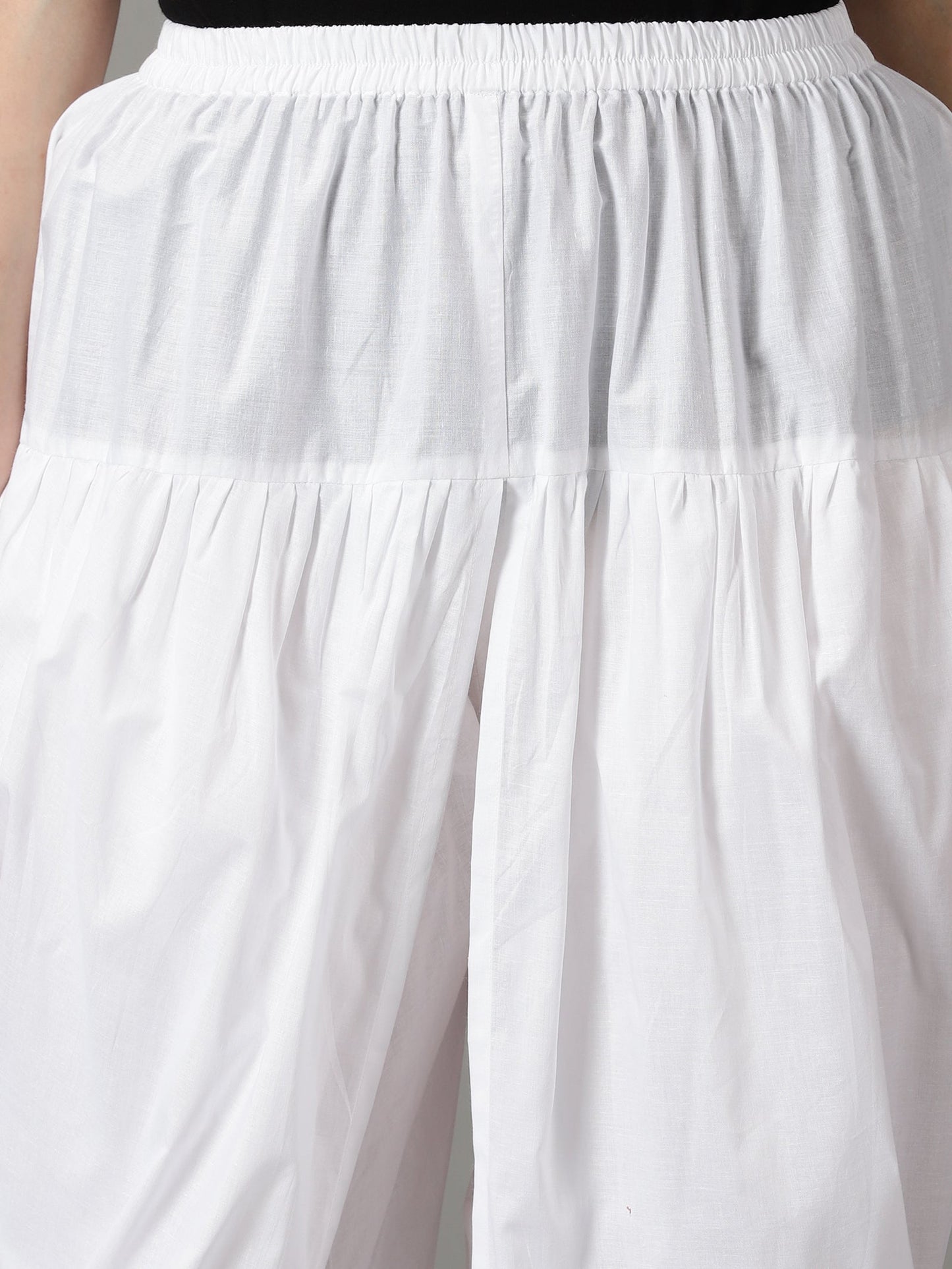 Women White Solid Viscose Cotton Dhoti Pant