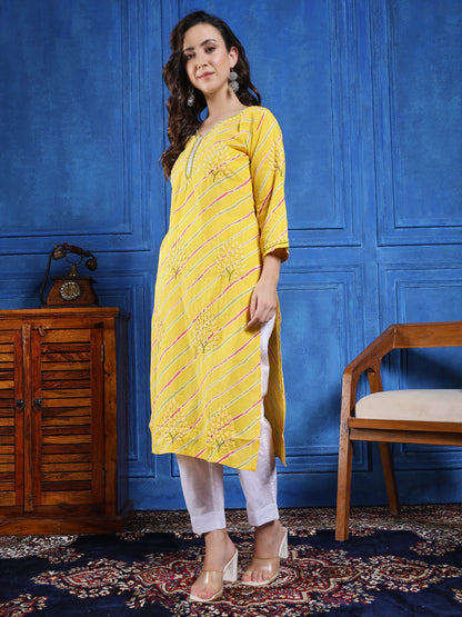 Handmade Yellow Cotton Chikankari Long Kurta