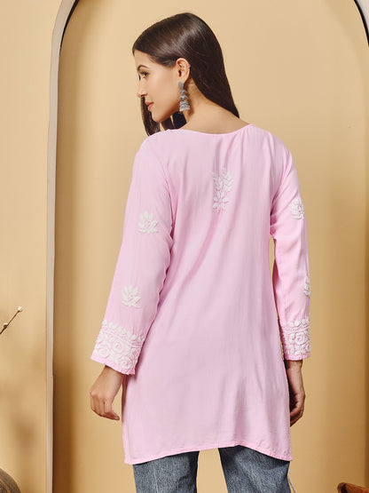 Pink Cotton Lucknowi Chikankari kurta