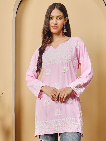 Pink Cotton Lucknowi Chikankari kurta