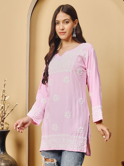 Pink Cotton Lucknowi Chikankari kurta