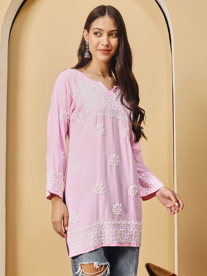 Pink Cotton Lucknowi Chikankari kurta