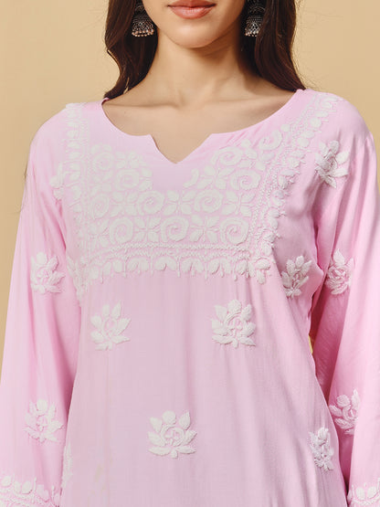 Pink Cotton Lucknowi Chikankari kurta