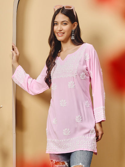 Pink Cotton Lucknowi Chikankari kurta