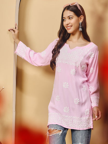 Pink Cotton Lucknowi Chikankari kurta