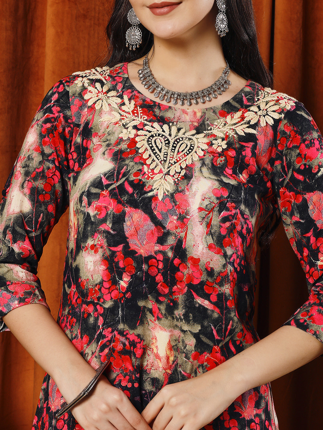 Women Multi Printed Chikankari Kurta