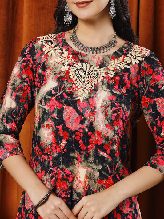 Women Multi Printed Chikankari Kurta
