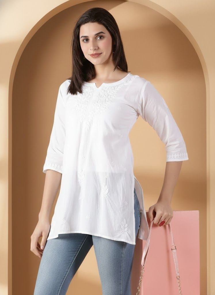 White Cotton Lucknowi Chikankari kurta