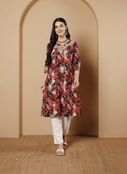 Women Multi Printed Chikankari Kurta Set