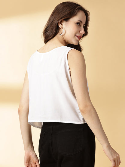 White Chikankari Embroidered Crop Top