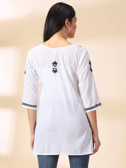 White embroidered Chikankari Cotton Kurta