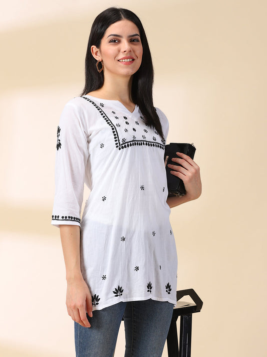 White embroidered Chikankari Cotton Kurta