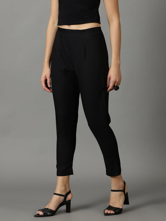 Regular Fit Women Rayon Trousers