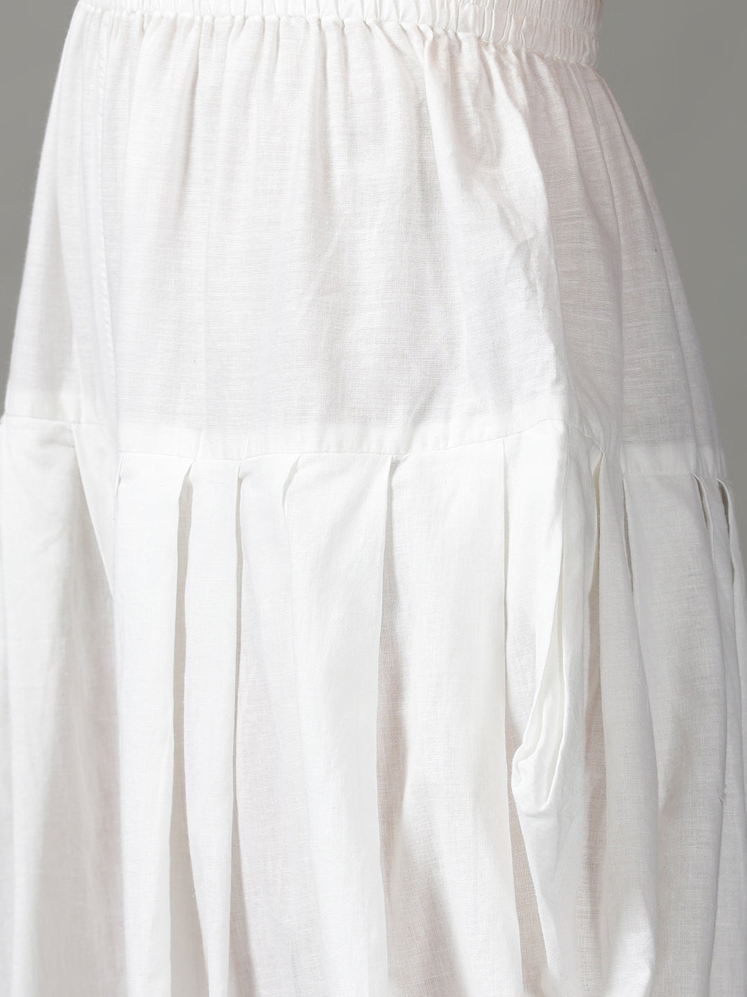 White Chikankari Cotton Kurta With Dhoti & Dupatta