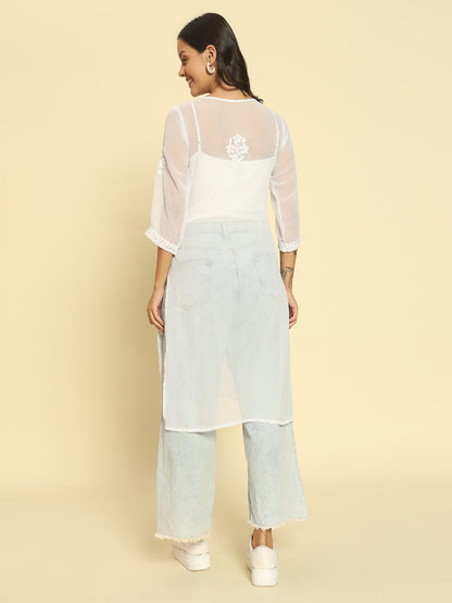 White Georgette Chikankari Kurta