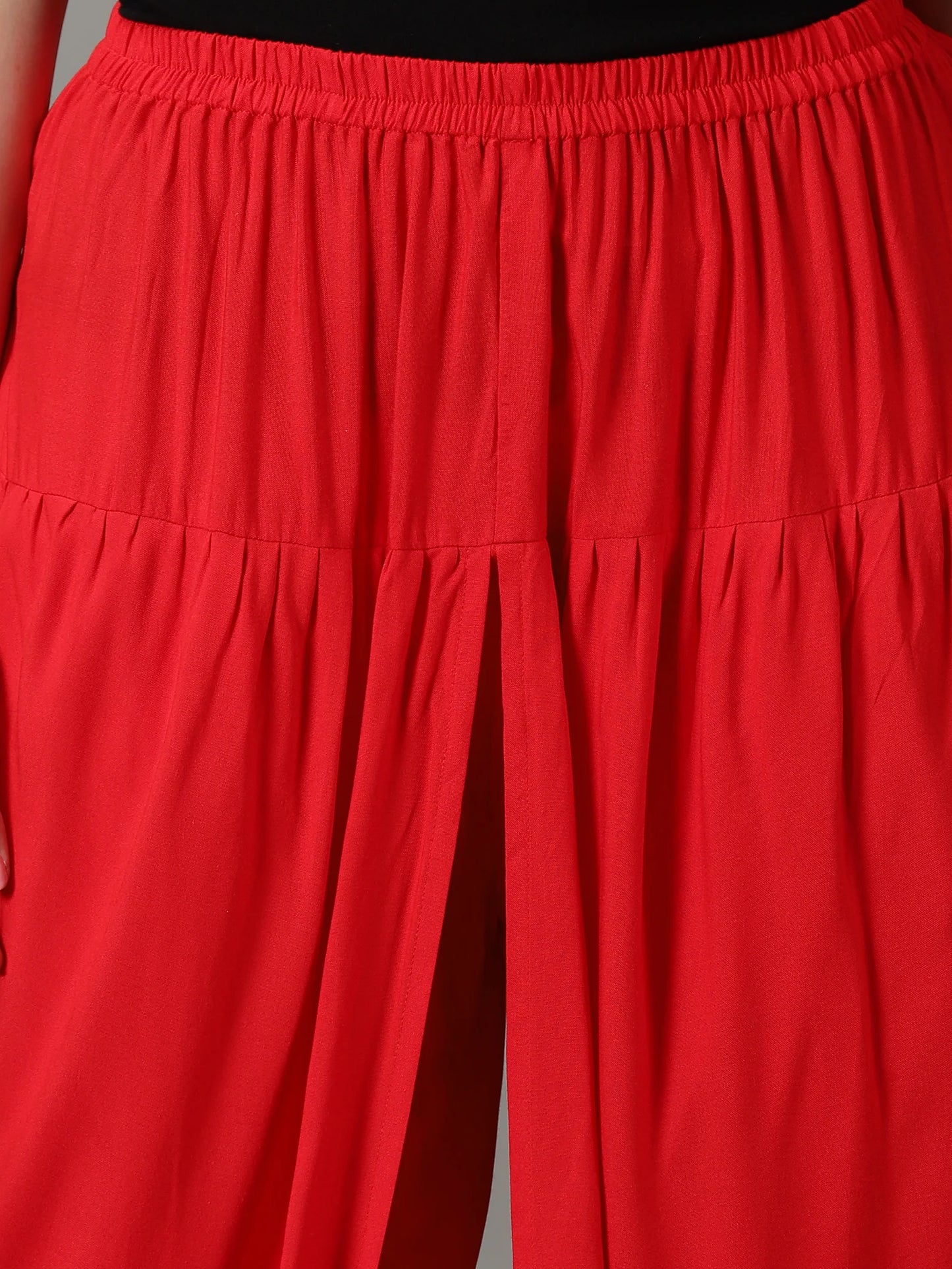 Women Red Solid Viscose Rayon Dhoti Pant