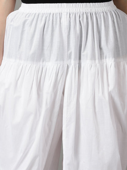 Women White Solid Viscose Cotton Dhoti Pant