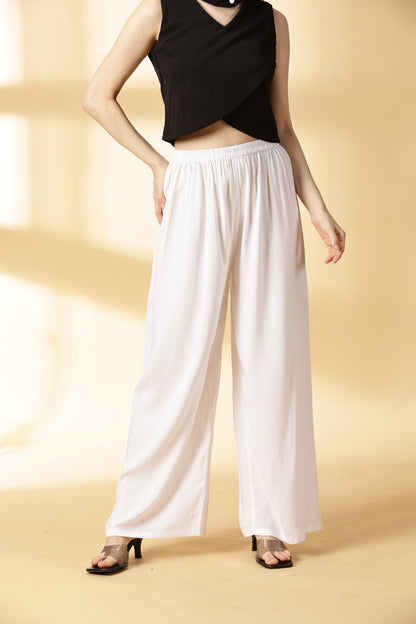 Women White Rayon Palazzo
